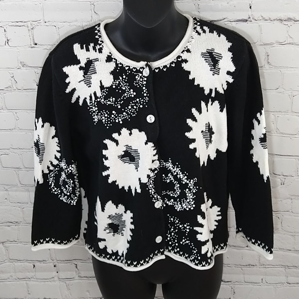 Susan Bristol Black and White Sweater Jacket